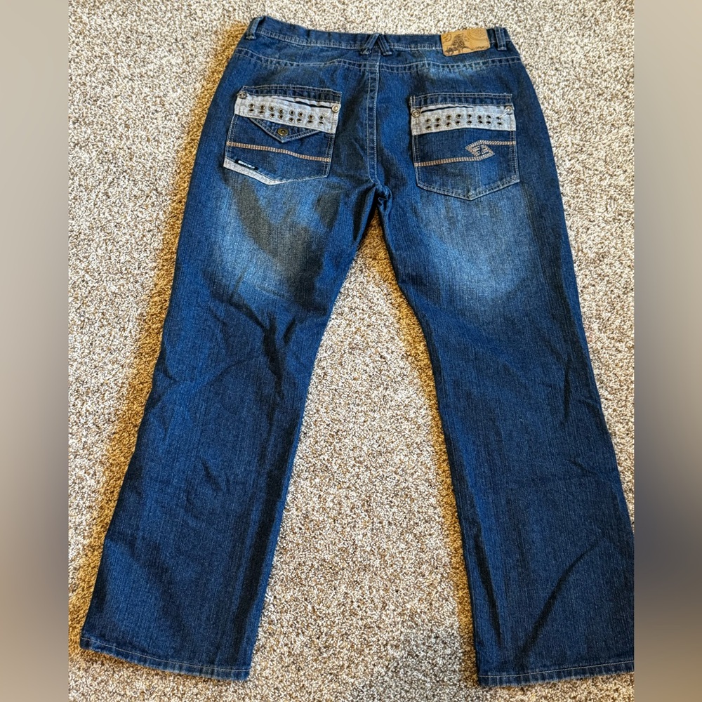 Enyce Studded Baggy Jeans Size 42X34 Vtg 2000s Hip Hop Denim Grunge Skater Y2K